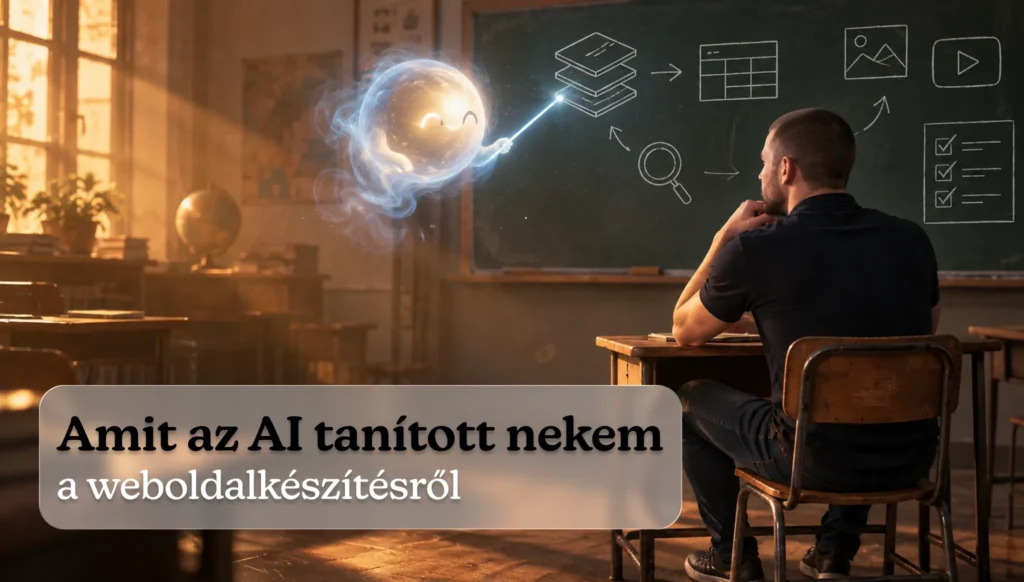 Amit az AI tanított nekem a weboldalkészítésről: AI tanít egy weboldalkészítőt a tábla előtt